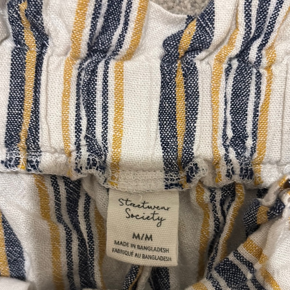 Streetwear Society High Waist White Blue and Yellow Shorts - Picture 4 of 5